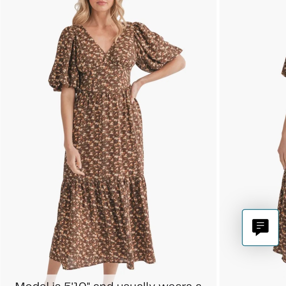 Bubble Sleeve tiered midi dress